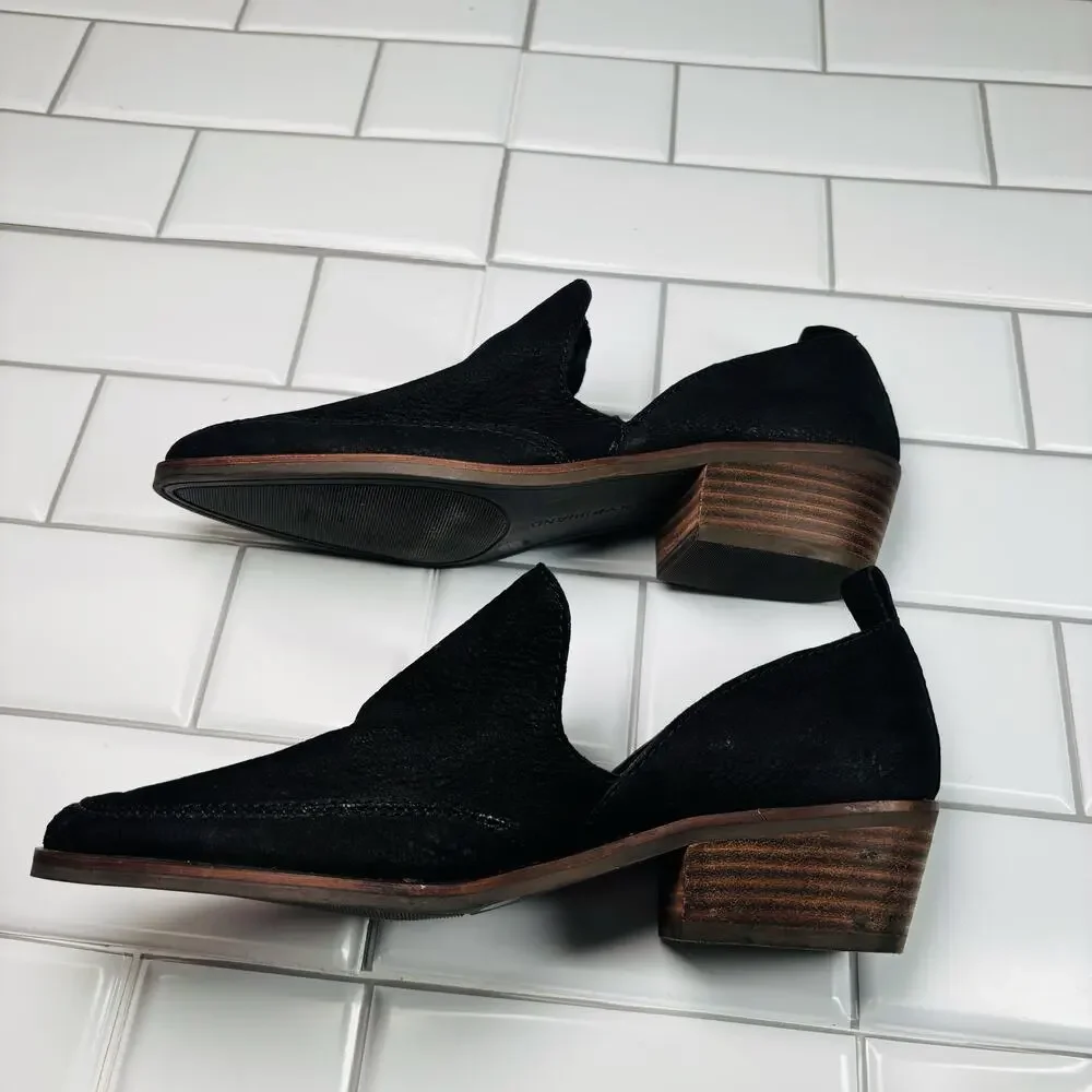 Women’s‎ Lucky Brand Black Leather Slip On Mahzan Flat size 7M
